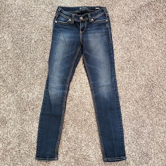 Silver Jeans Suki Mid Super Skinny Jeans Womens W25 L29 Blue Super Stretch - Picture 1 of 5